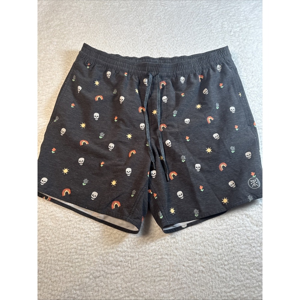 Roark Shorey Black Rainbow And Skull Elastic Waist Trunks Mens‎ L
